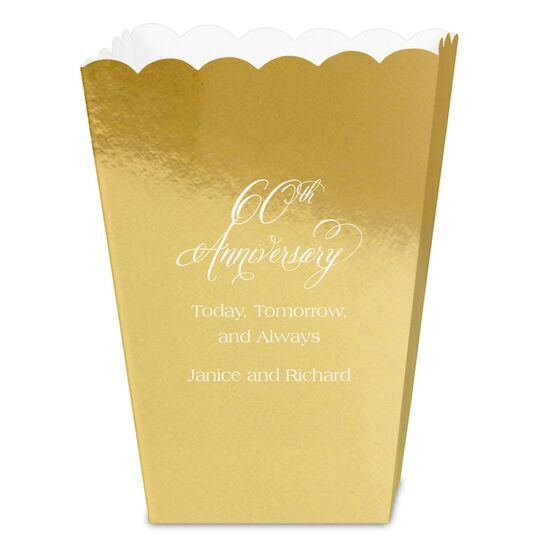 Elegant 60th Anniversary Mini Popcorn Boxes